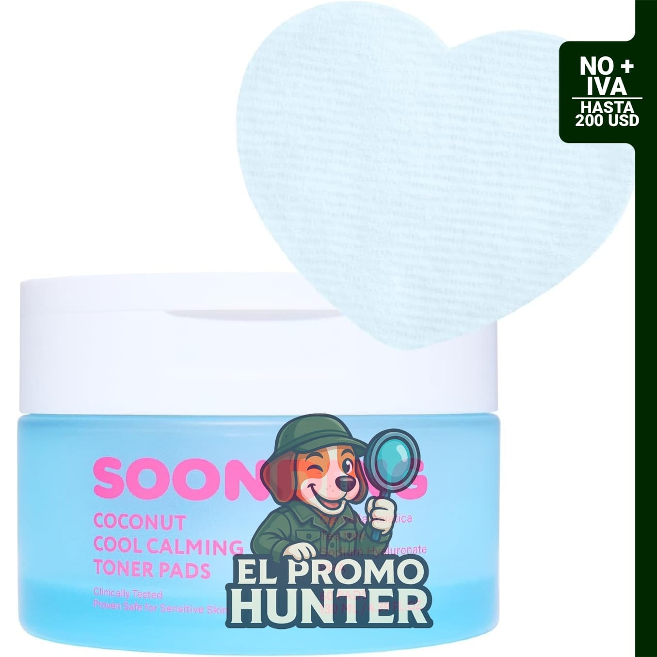 Coconut Cool - Almohadillas de tóner calmante, 60 unidades, con centella, árbol de té y PHA.