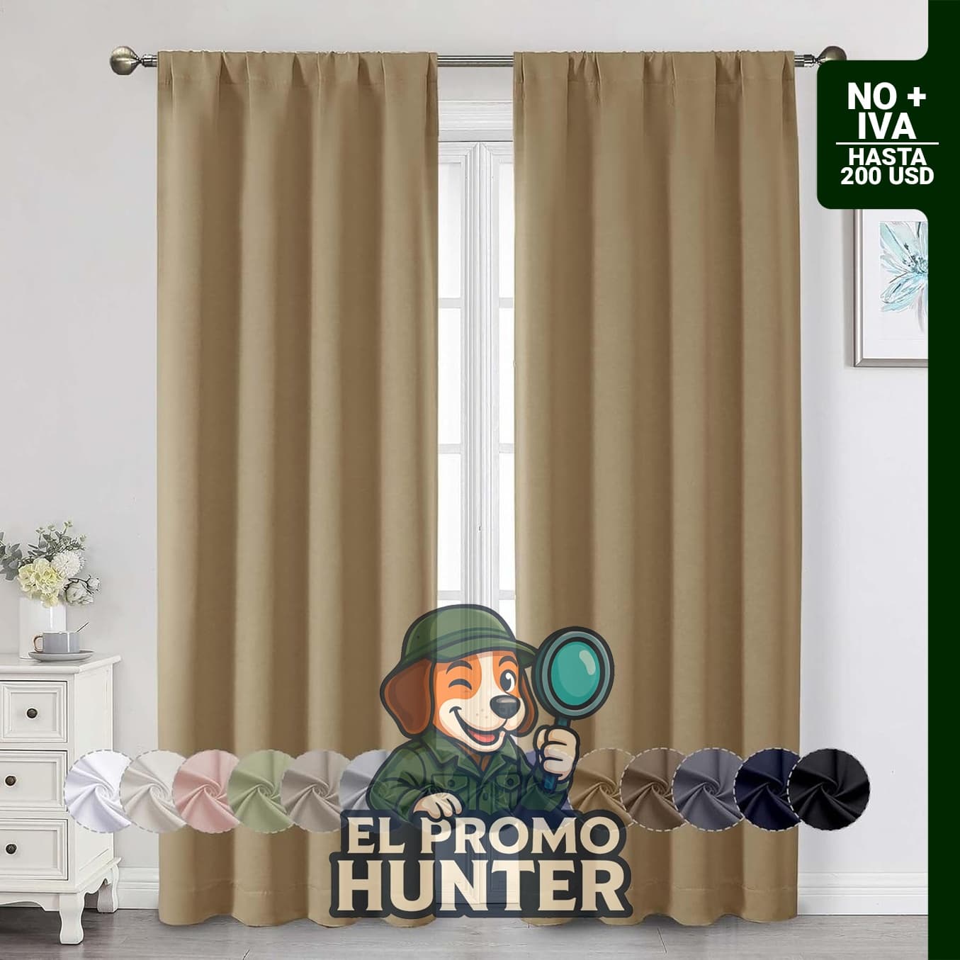 Juego de 2 paneles de cortinas opacas de 84" (213 cm) de largo, con aislamiento térmico.