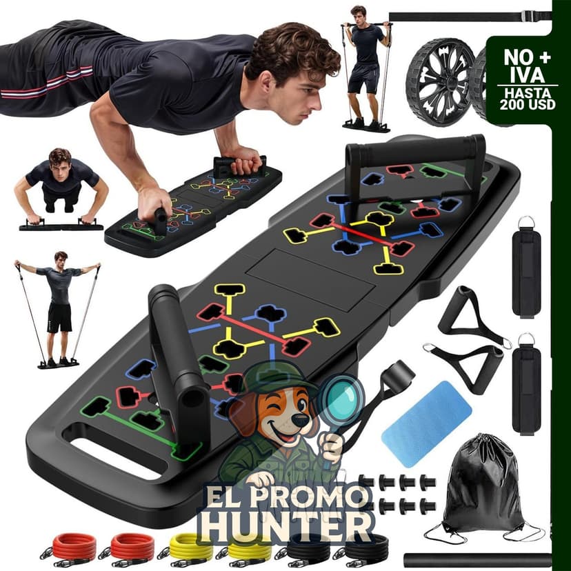 MQRW Tabla de empuje para gimnasio en casa, incluye barra de pilates y 20 accesorios de fitness.