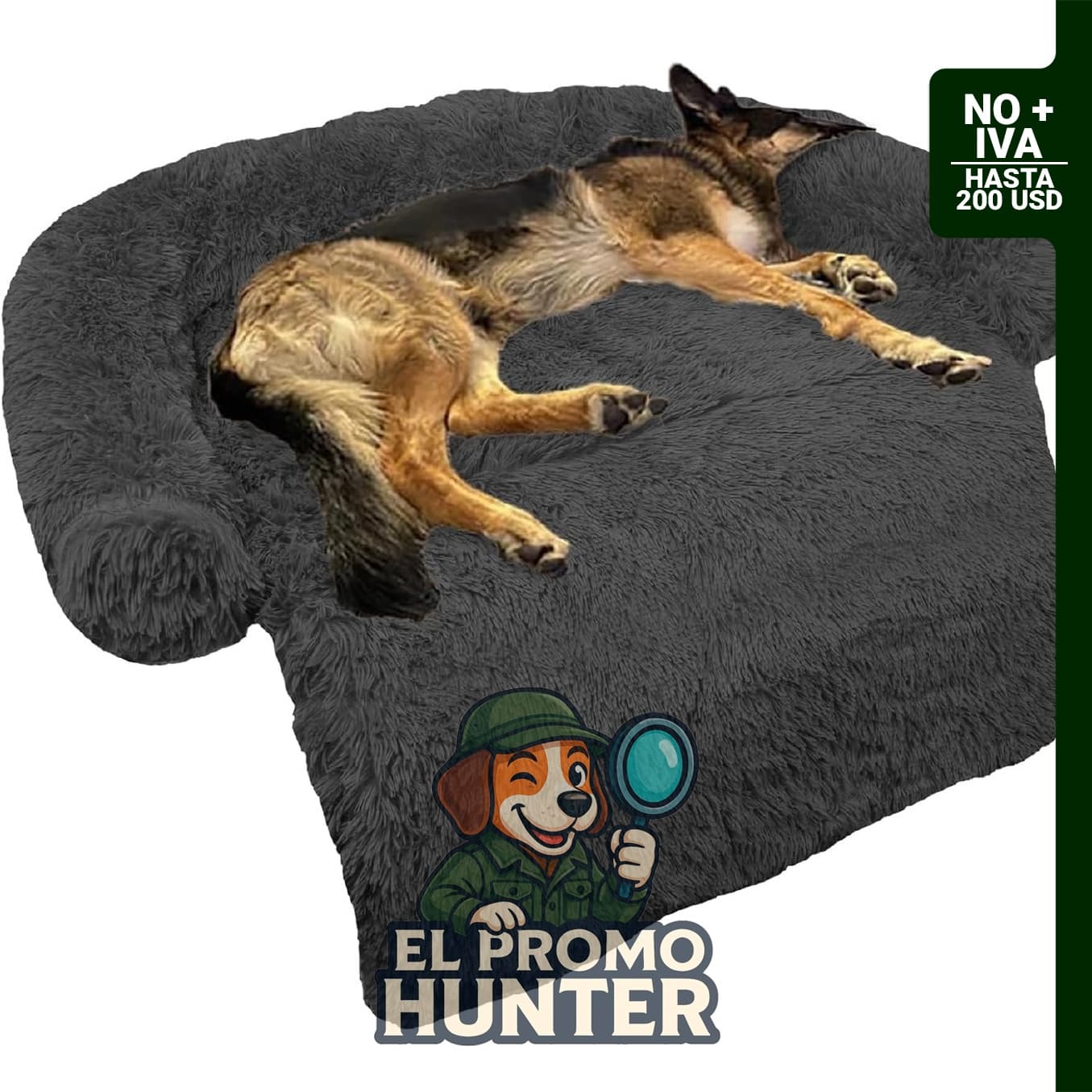Cama calmante para perro, tapete de felpa esponjosa, funda extraíble y lavable, tamaño grande (114 x 94 x 15 cm).