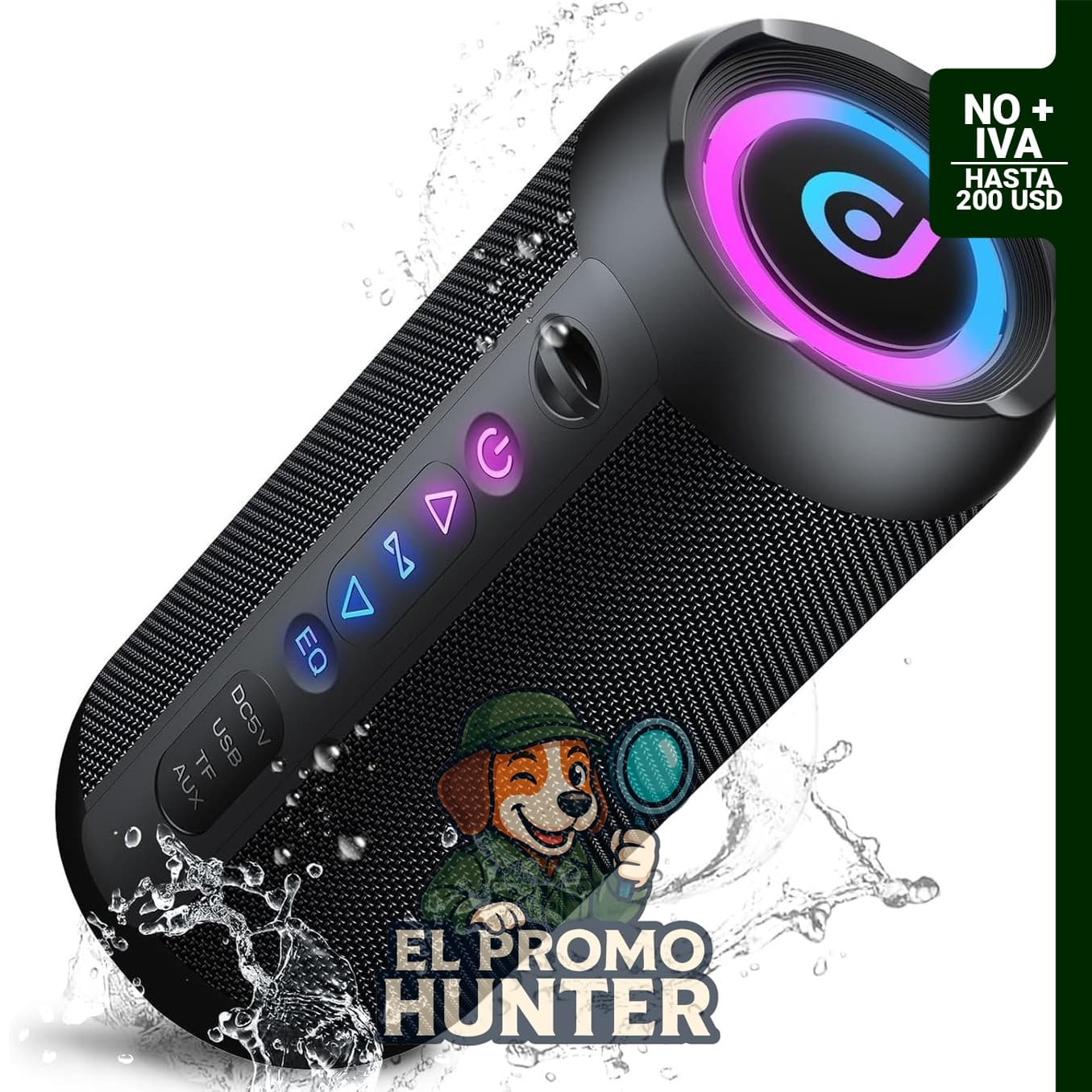 Altavoz Bluetooth taopodo 5.4, 30 W, canal 2.0, IPX7, 30 horas de reproducción, luces RGB.