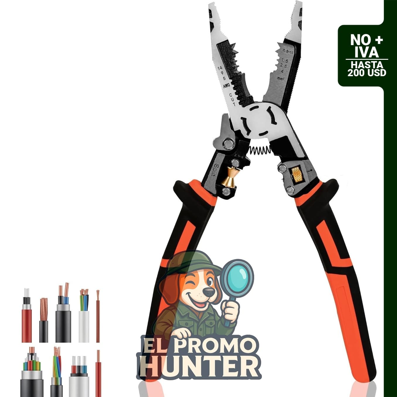 Pelacables 10 en 1, herramienta de prensado y cortador de alambre AWG 22-10.