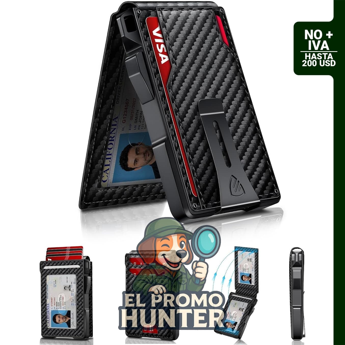 RUNBOX Cartera para hombre, capacidad para 14 tarjetas, con bloqueo RFID y diseño delgado.