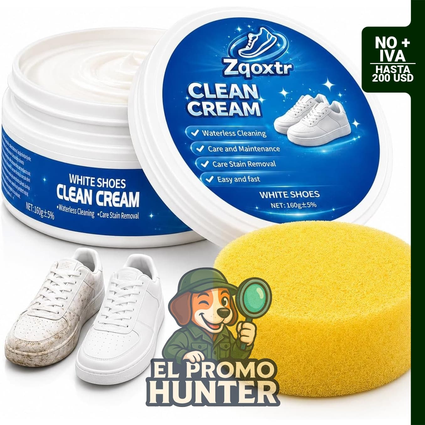 Zqoxtr White Shoe Cleaner Cream, pasta limpiadora sin enjuague para zapatos blancos, cuero, lona y suelas de goma.