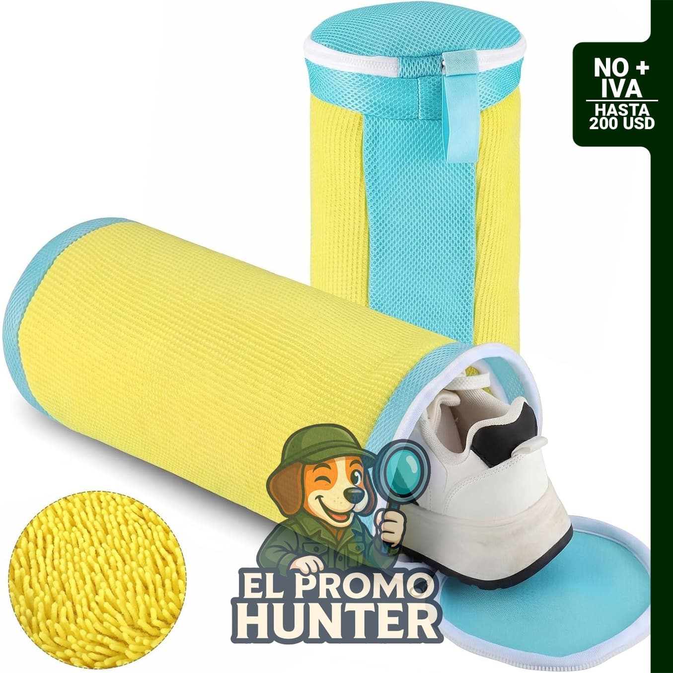 2 bolsas para lavadora de zapatos, reutilizables con cremallera oculta, diseño envolvente de 360°.
