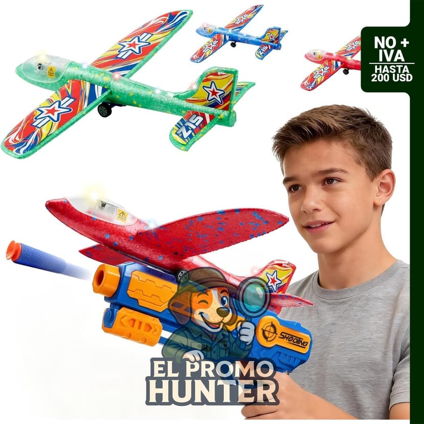 Juego de lanzador de avión de espuma LED JOYIN, incluye aviones voladores iluminados y lanzador de mano.