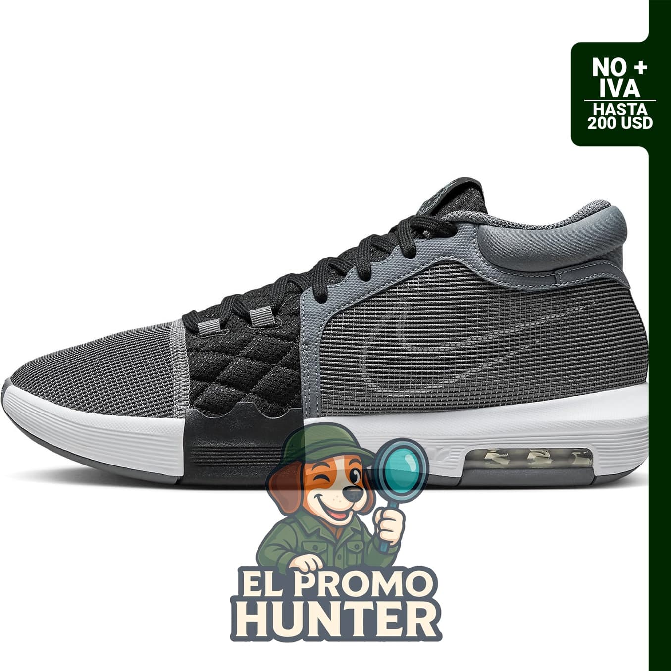 Zapatillas de baloncesto Nike Lebron Witness VIII, color Cool Grey/Black/White, talla 9.5.