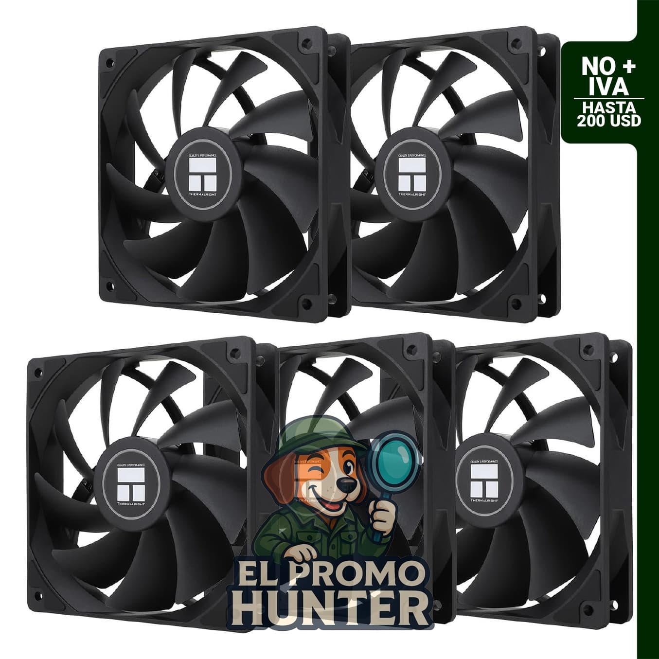 Ventilador Thermalright TL-C12C X5 de 120 mm, velocidad de 1550 RPM, control PWM para CPU y carcasa.