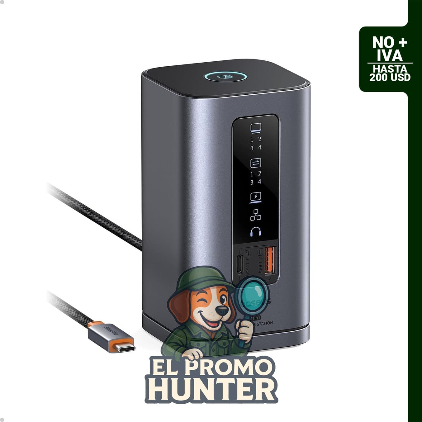 Baseus Estación de acoplamiento Spacemate(Win) 11 en 1 con soporte para pantalla triple, HDMI y DP 4K, puertos USB A/C de 10 Gbps, Gigabit Ethernet y 100 W PD.