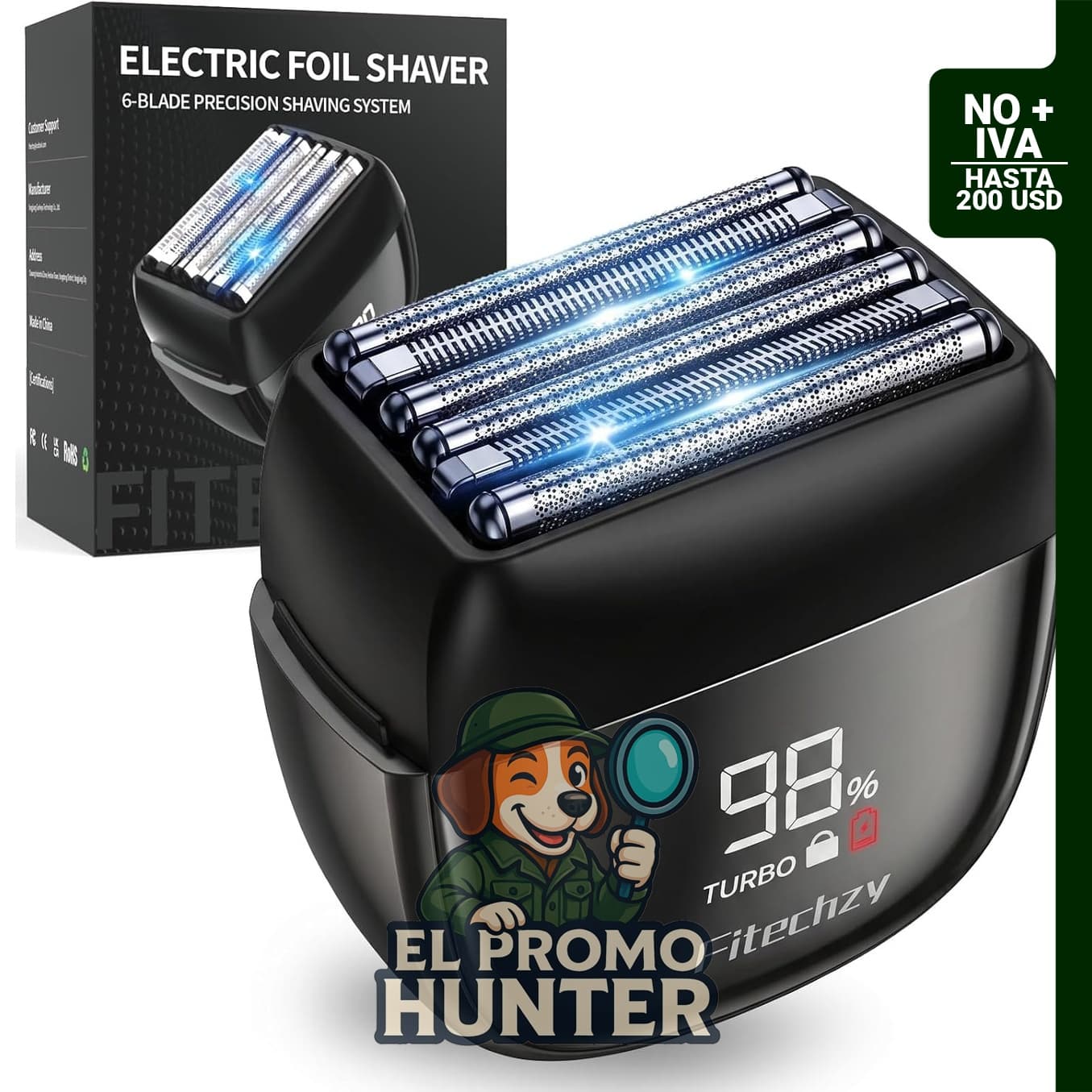 Afeitadora eléctrica FITECHZY para hombres, maquinilla de afeitar de 6 cabezales.
