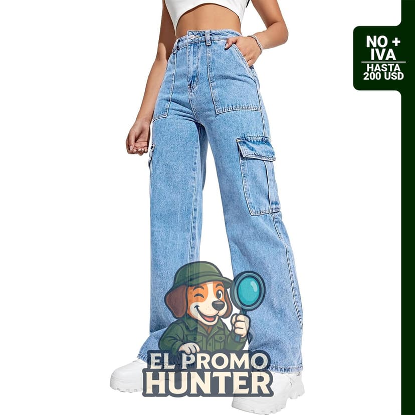 Pantalón cargo de mujer Y2K de cintura alta, con 6 bolsillos y pierna recta.