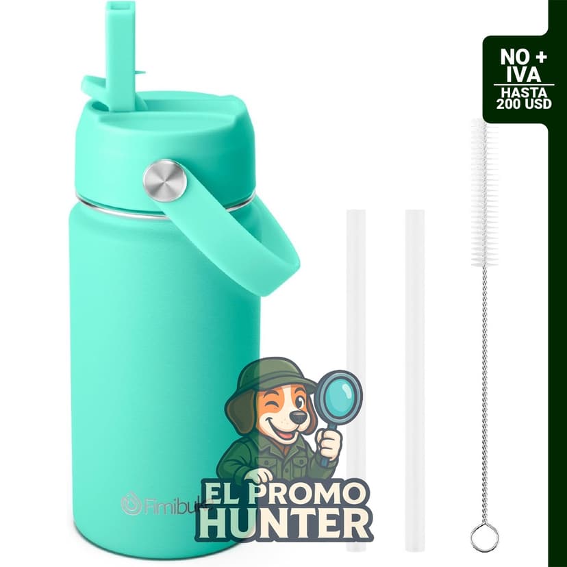 Fimibuke Botella de agua aislada de 14 oz, acero inoxidable 18/8 para niños.