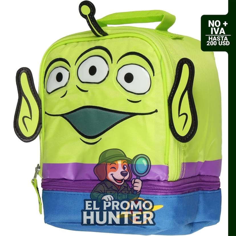 Lonchera Disney Toy Story Alien de 25,4 cm, con diseño de alienígena y orejas 3D, doble compartimento.