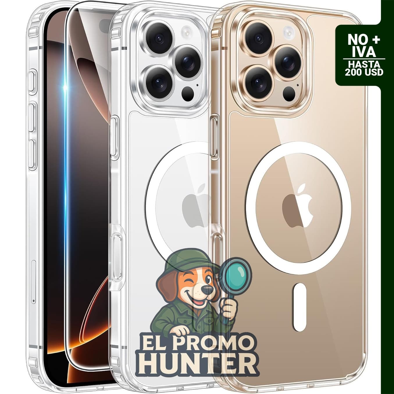 Funda magnética para iPhone 16 Pro Max, grado militar, transparente y resistente a caídas.