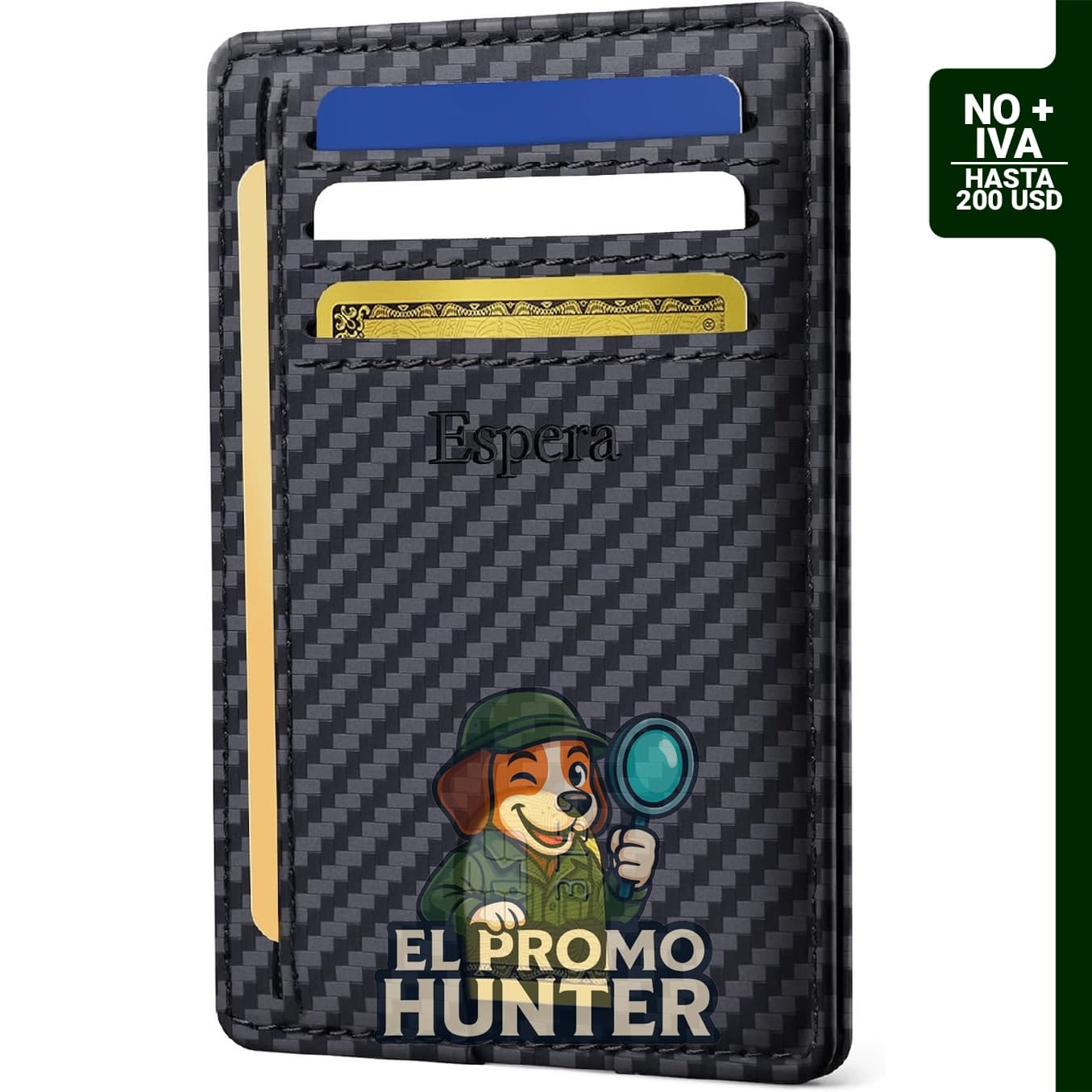 Cartera delgada minimalista Espera con bolsillo frontal y bloqueo RFID, diseñada para hombres.