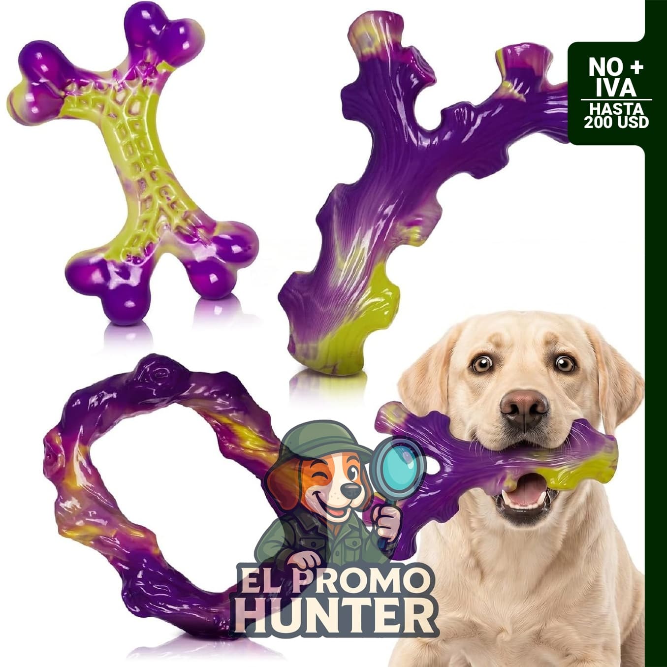 Frienhund Juguetes resistentes para perros, paquete de 3, sabor a tocino.