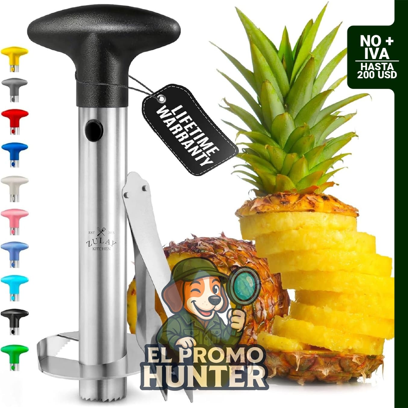 Zulay Kitchen Cortador y descorazonador de piña de acero inoxidable, herramienta para eliminar el núcleo de piña.