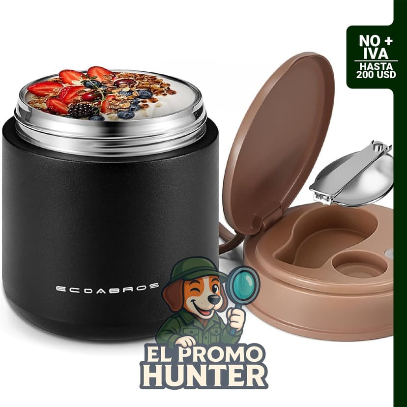 Termo de alimentos de 450 ml SUS316 con cuchara y asa, diseñado para mantener la temperatura de los alimentos.