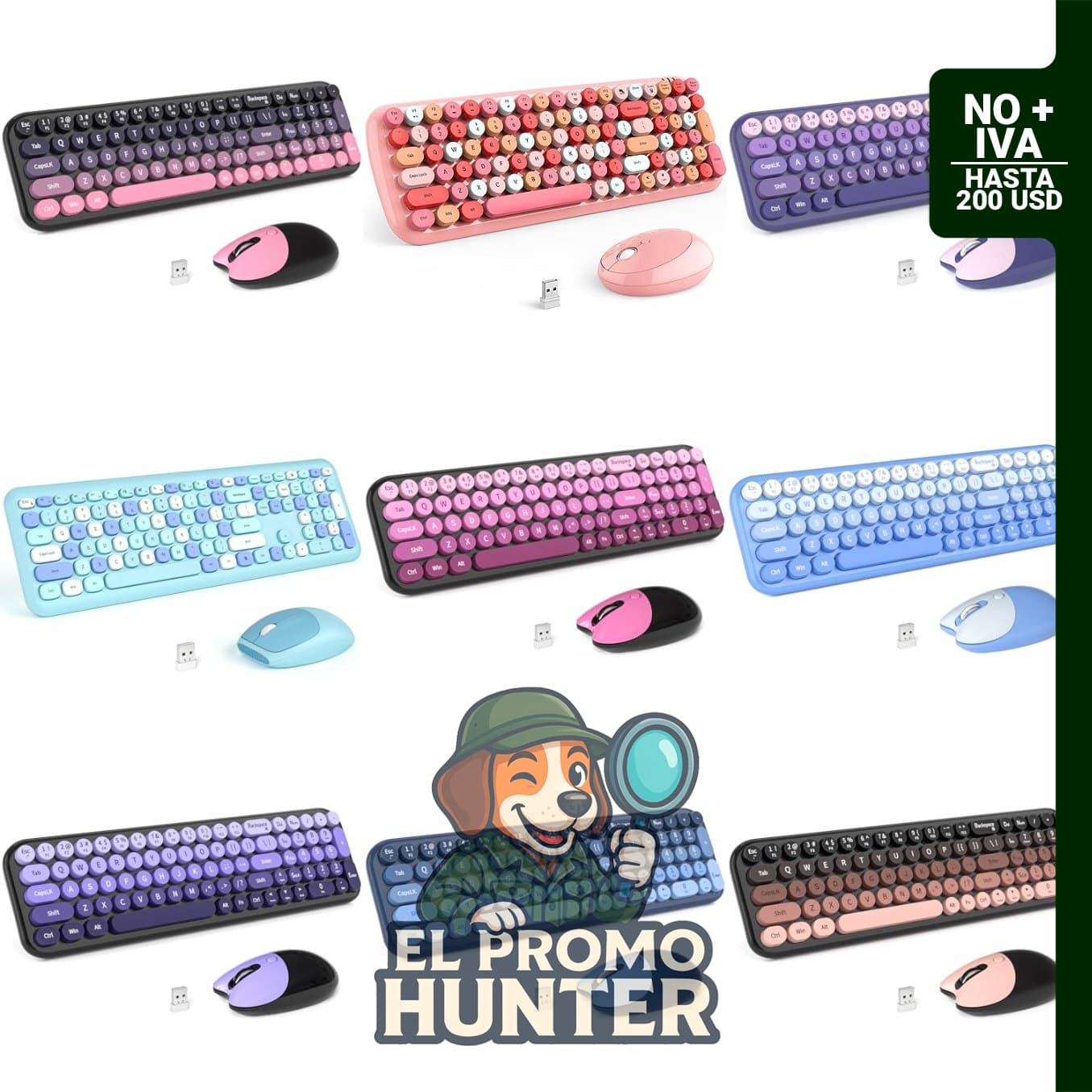 Combo de teclado y mouse inalámbrico KNOWSQT, tamaño completo, conexión USB, compatible con Windows y laptops.