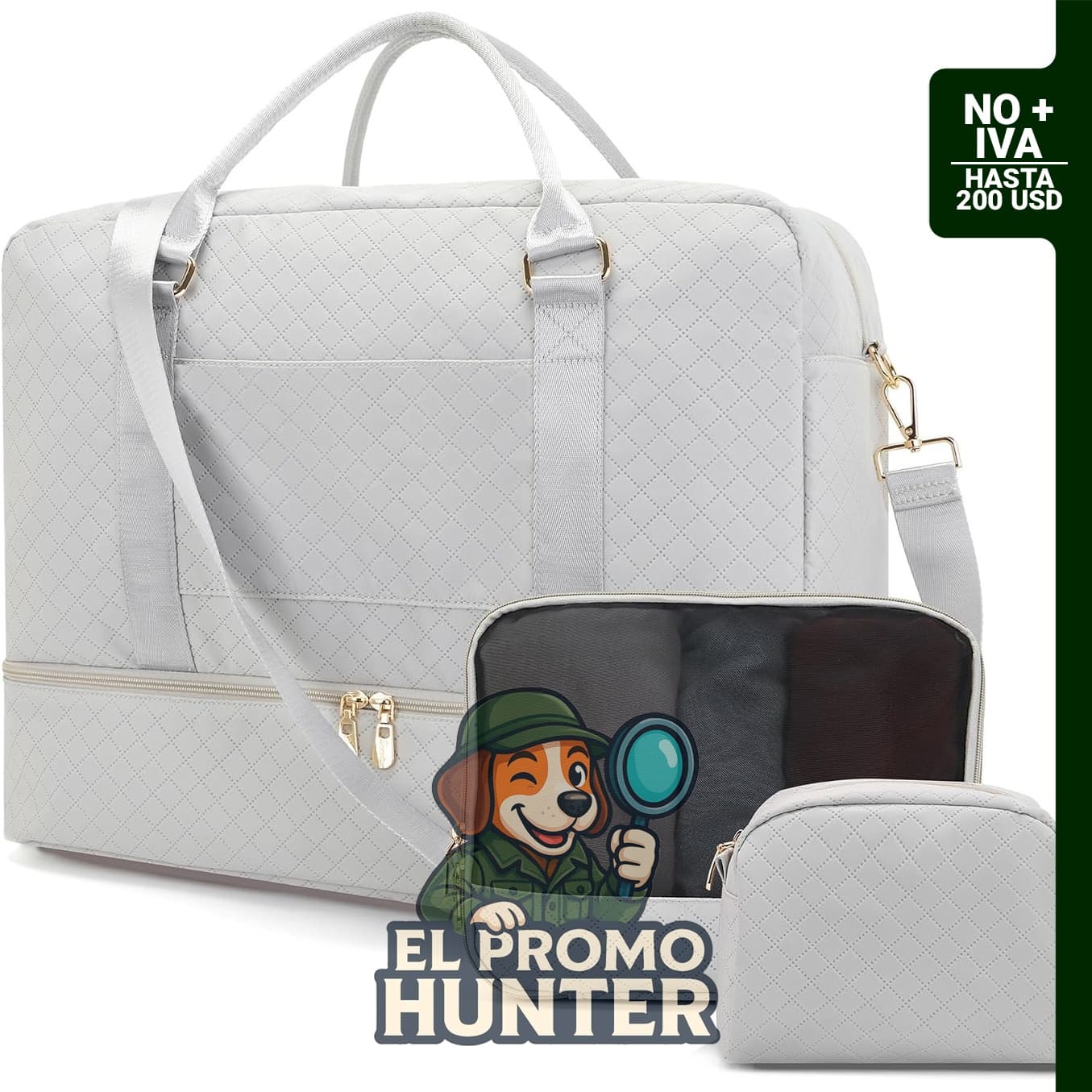 Set de 3 bolsas de viaje Soperwillton, incluye zapatero y correa.
