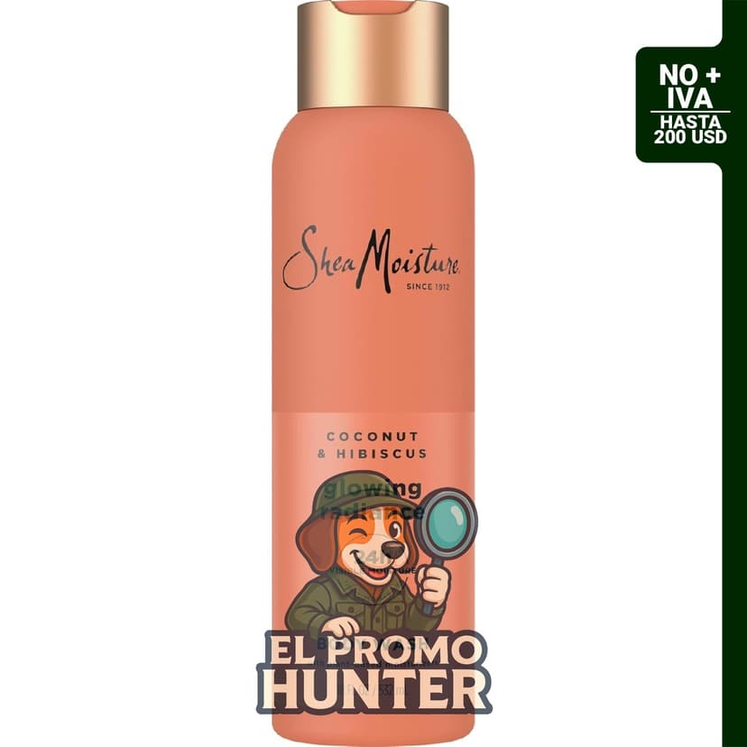 Gel de baño SheaMoisture Coconut Hibiscus Glowing Radiance, 532 ml, hidratación 24 horas.