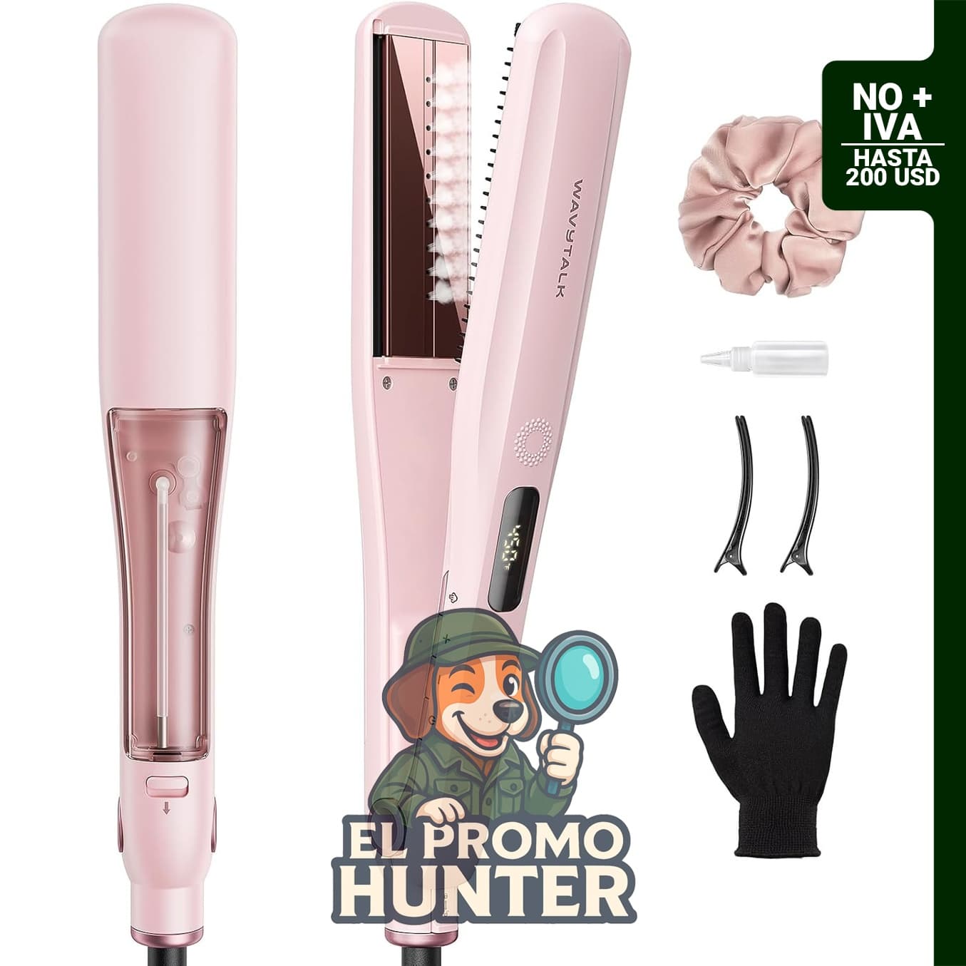 Wavytalk Plancha de vapor, diseñada para reducir el daño por calor en el cabello.