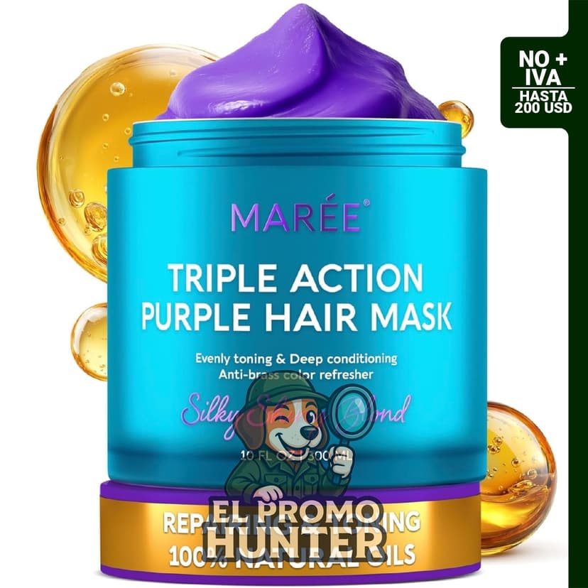 MAREE Mascarilla Capilar Morada para cabello rubio, decolorado o teñido, tratamiento de reparación capilar.
