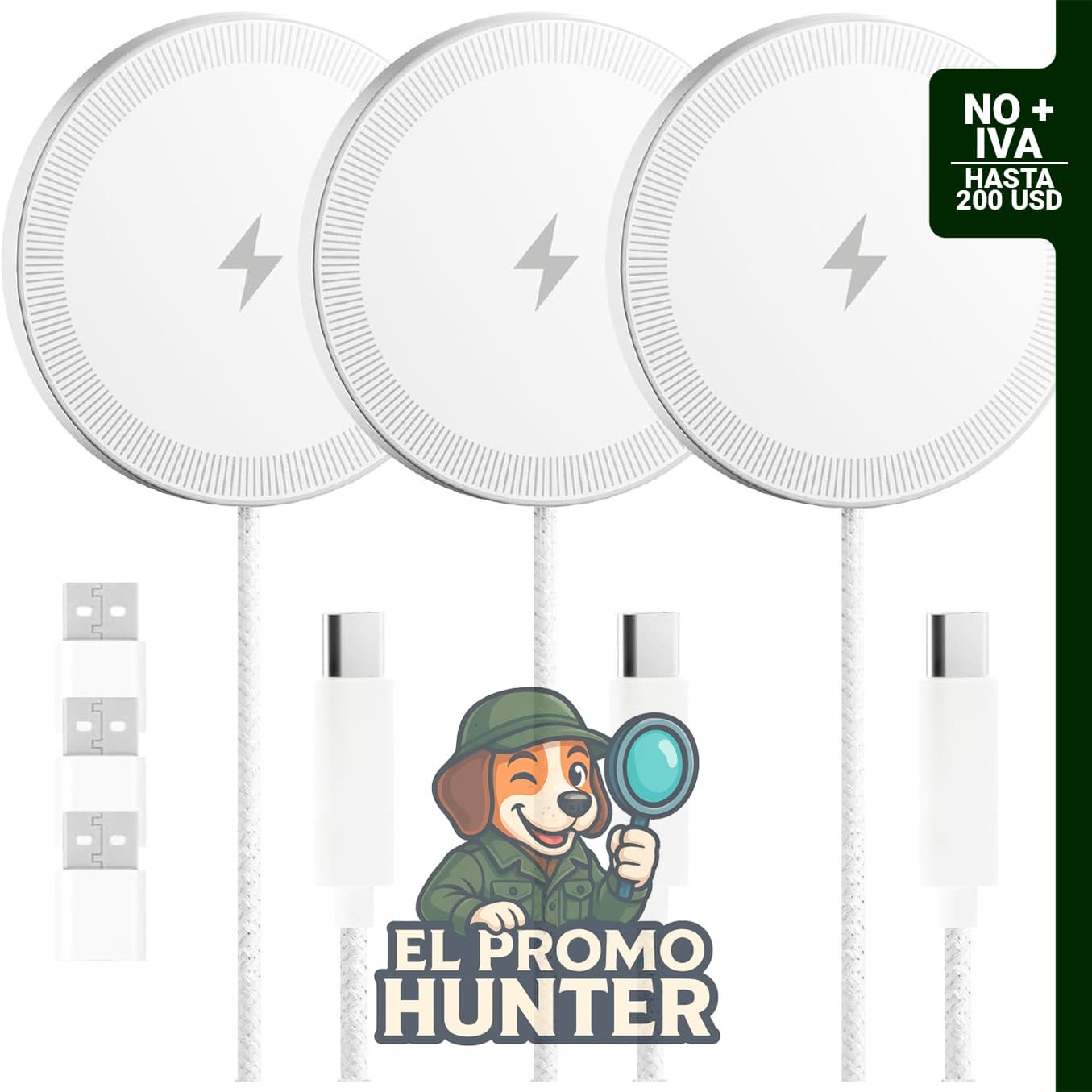 Dynzap Cargador Inalámbrico Magnético Rápido (3 Pack) para Apple