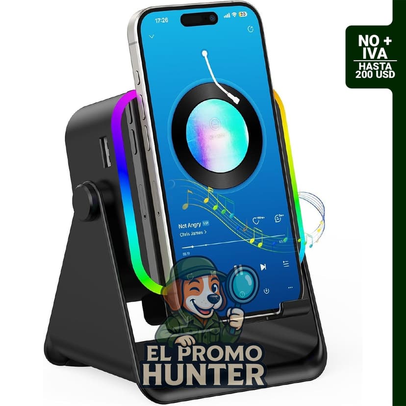 TARKARI Altavoz Bluetooth inalámbrico con soporte para teléfono.
