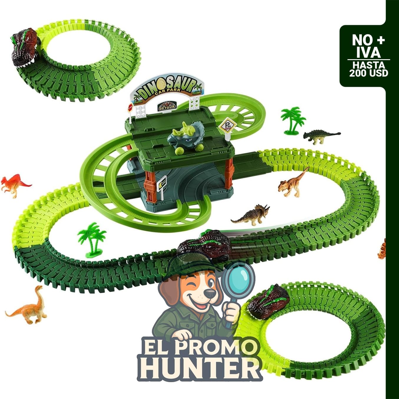 EireneRer Juguete de pista de dinosaurio, juego de carreras flexible para niños de 3 a 5 años.