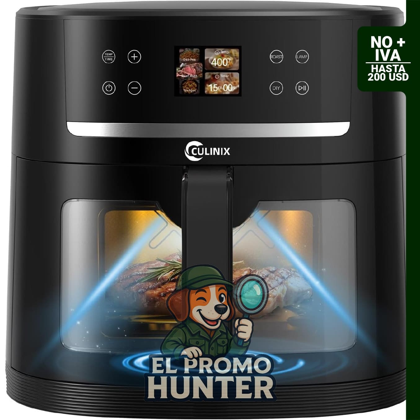 Freidora de aire inteligente CULINIX de 8.5 cuartos (8 L) con cámara de alimentos AI y cesta familiar XXL.