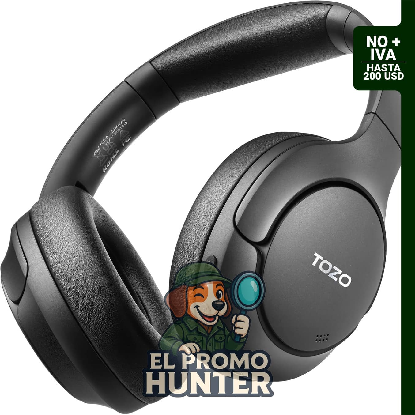 TOZO Auriculares híbridos con cancelación activa de ruido y audio de alta calidad.