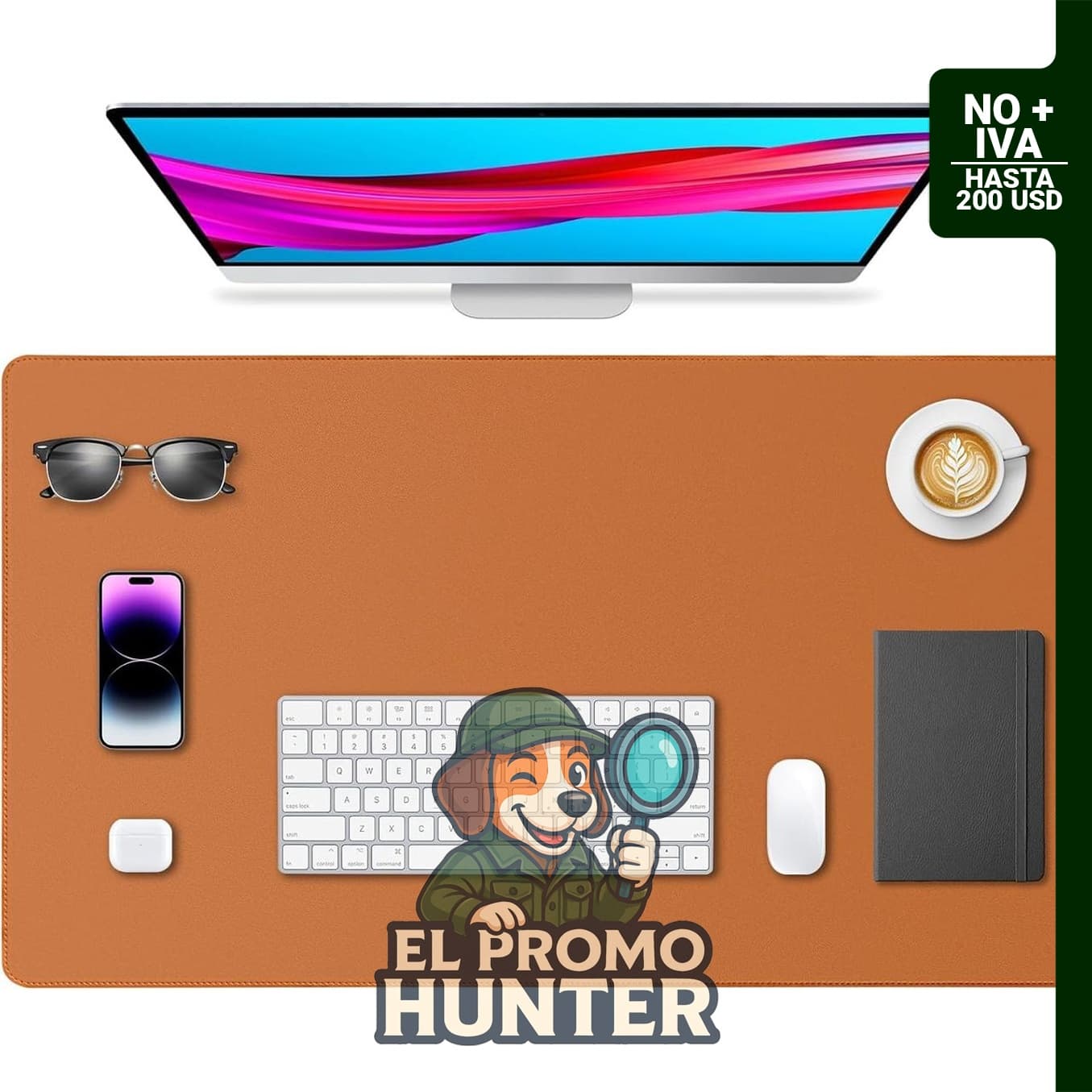 Protector de cuero para escritorio, alfombrilla grande para mouse, antideslizante, de piel sintética, impermeable, marrón (60 x 40 cm)