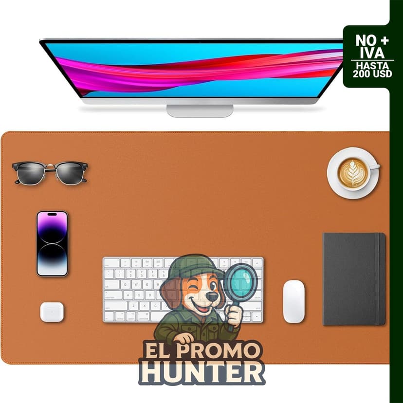 Protector de cuero para escritorio, alfombrilla grande para mouse, antideslizante, de piel sintética, impermeable, marrón (60 x 40 cm)