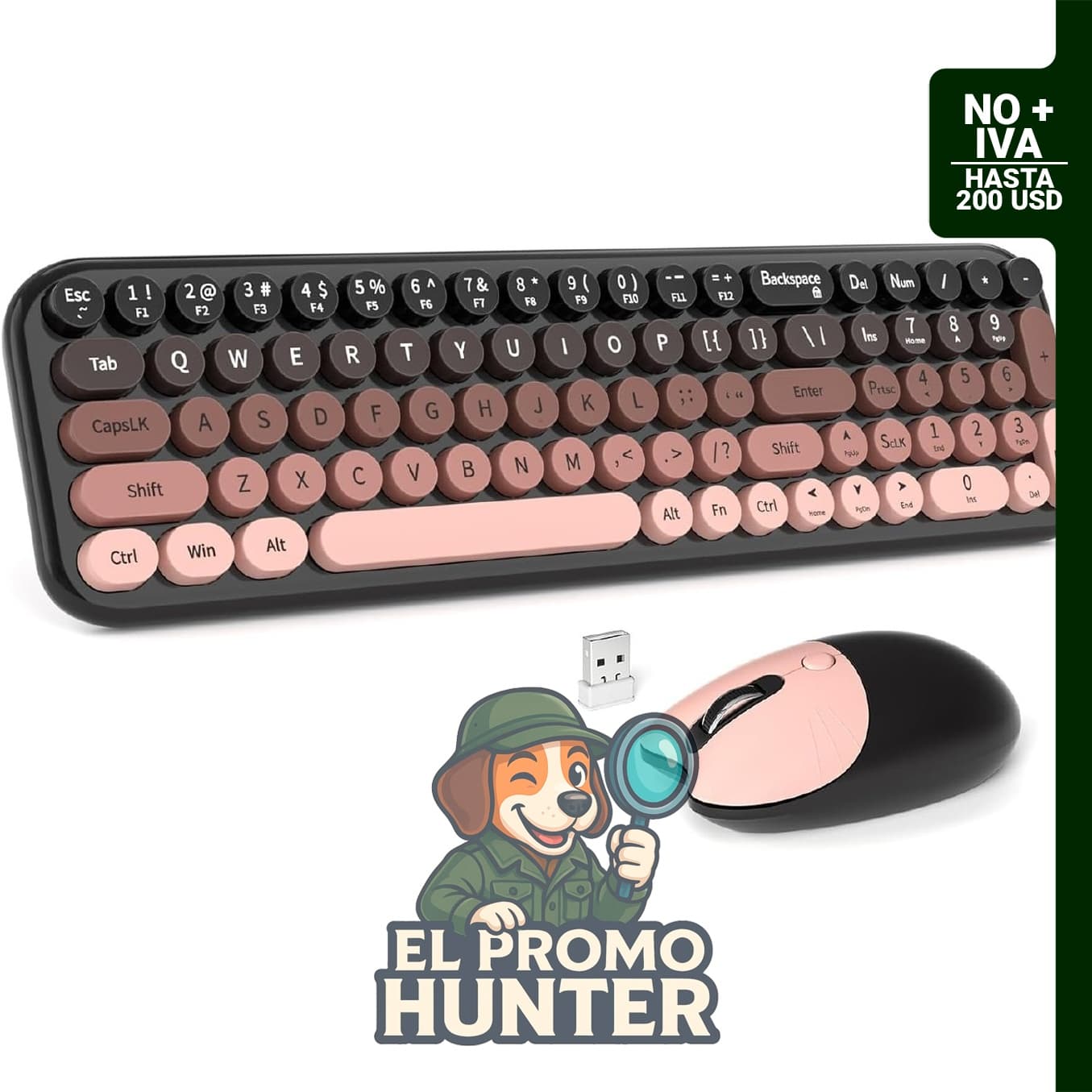 MOFII Combo de teclado y mouse inalámbricos, teclado compacto con impresión grande y mouse silencioso.