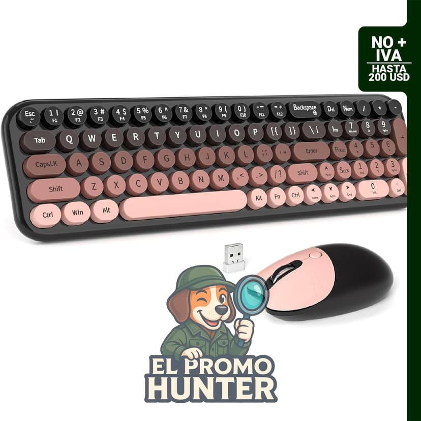 MOFII Combo de teclado y mouse inalámbricos, teclado compacto con impresión grande y mouse silencioso.