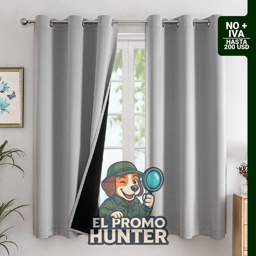 Cortinas ChrisDowa 100% opacas, 2 capas gruesas, forro negro, 42 x 63 pulgadas.