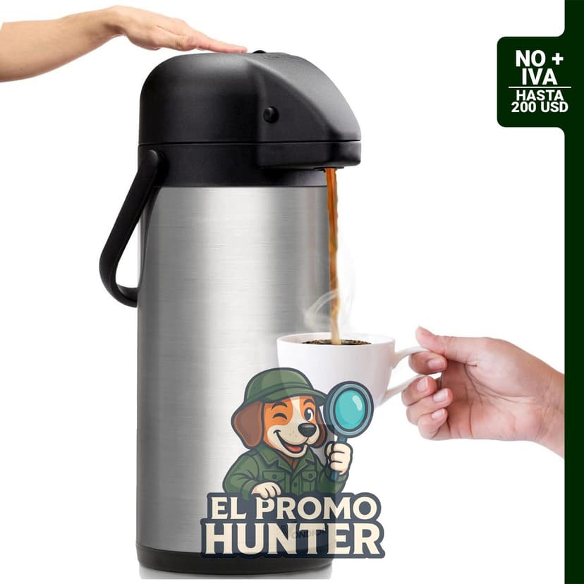 Vondior Termo de acero inoxidable de 102 onzas (3.0 L) con bomba para bebidas frías o calientes.