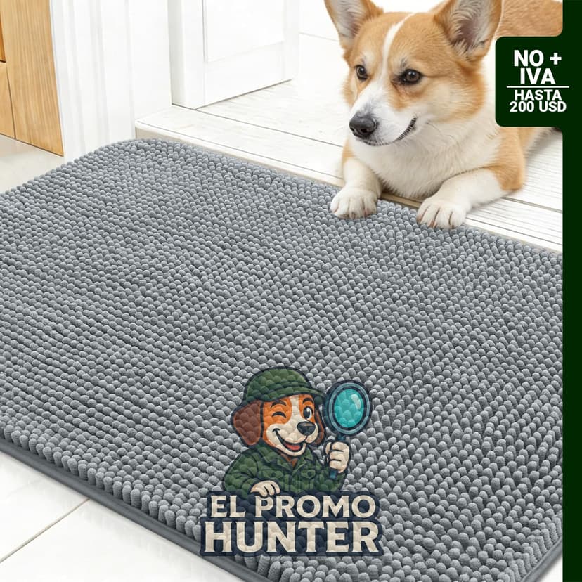 OLANLY Tapete para puerta de perro, antideslizante y lavable, 24 x 16 pulgadas (61 x 41 cm), gris.
