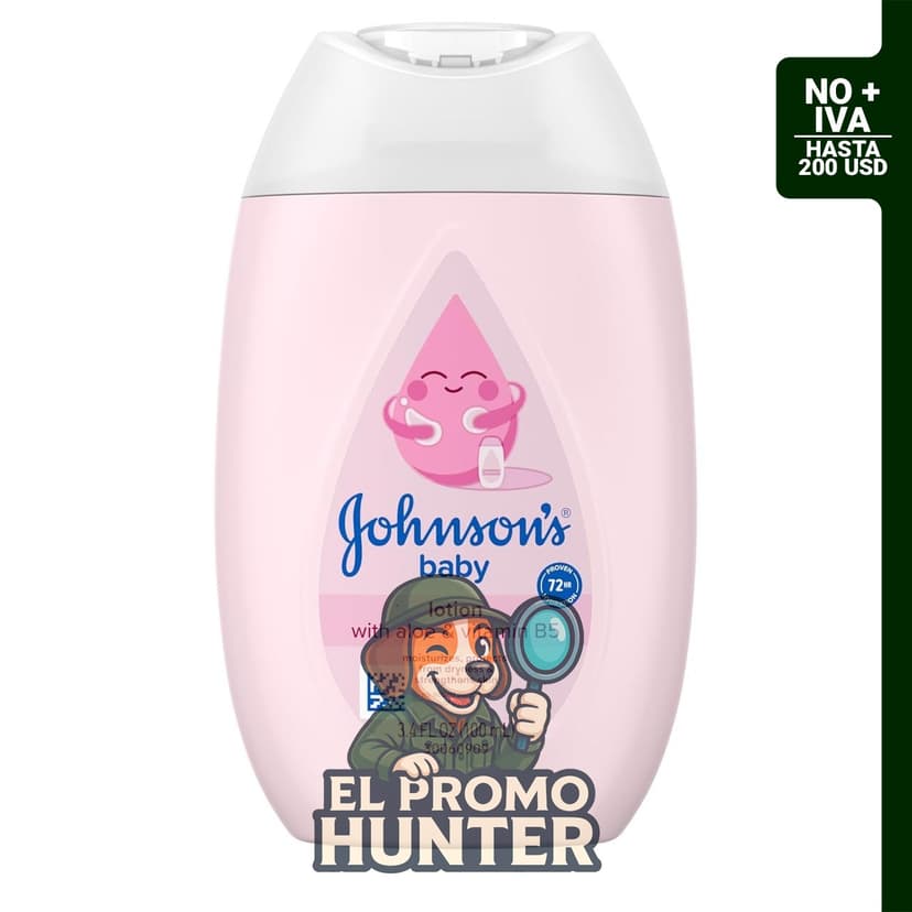 Johnson's Baby Loción con aceite de coco, aloe vera y vitamina B5, 72 horas de hidratación.