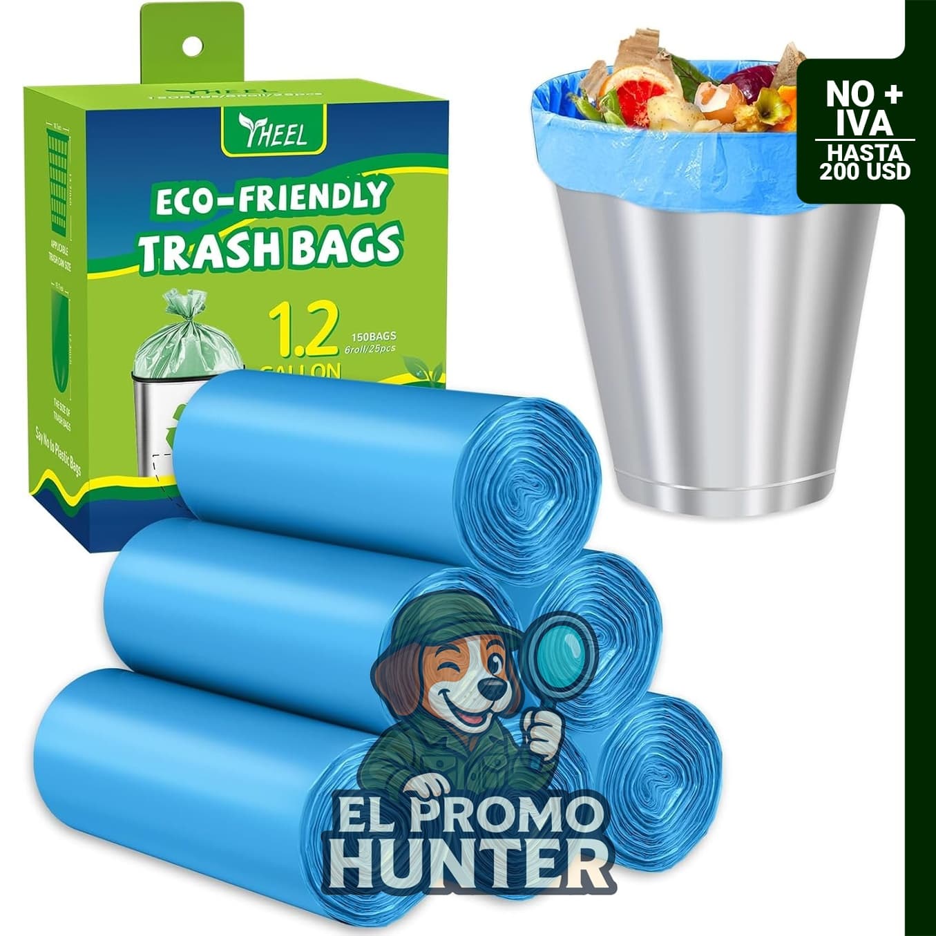 Bolsas de basura pequeñas de 1.2 galones, 150 unidades, para baño, dormitorio y oficina.