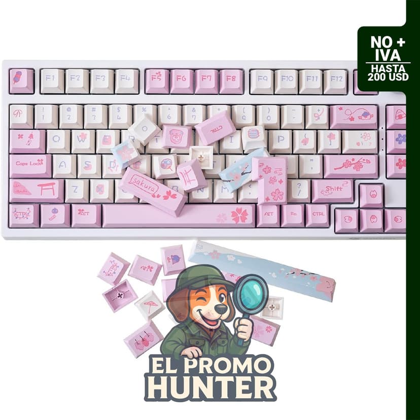 GK GAMAKAY - Juego de teclas temáticas de flor de cerezo rosa, 133 llaves, perfil de cereza