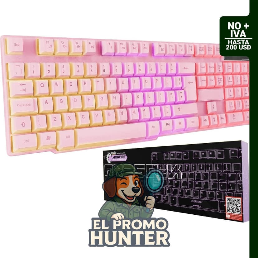 Orzly Hornet RX-250, teclado de juegos rosa RGB USB con cable para PC, PS4, PS5, Xbox y Nintendo Switch.
