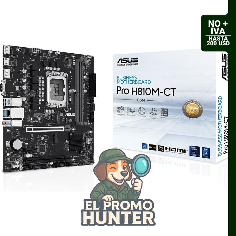 ASUS PRO H810M-CT-CSM placa base Micro-ATX para procesadores Intel Core Ultra (Serie 2), compatible con DDR5 y M.2.