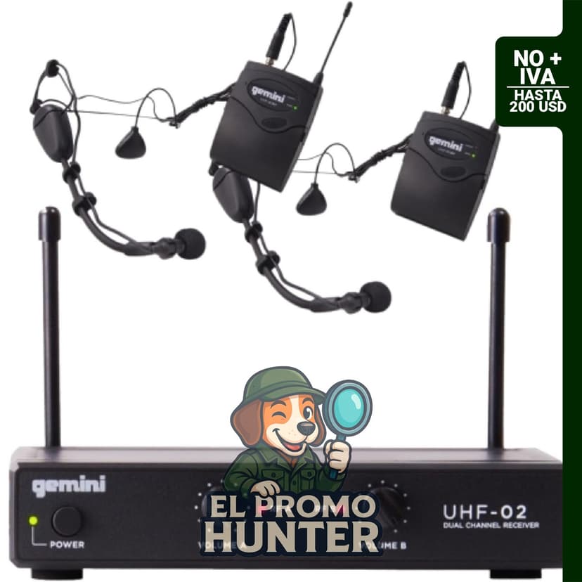 Gemini Sound UHF-02HL-S34 - Auriculares inalámbricos UHF de doble canal con micrófono de solapa.
