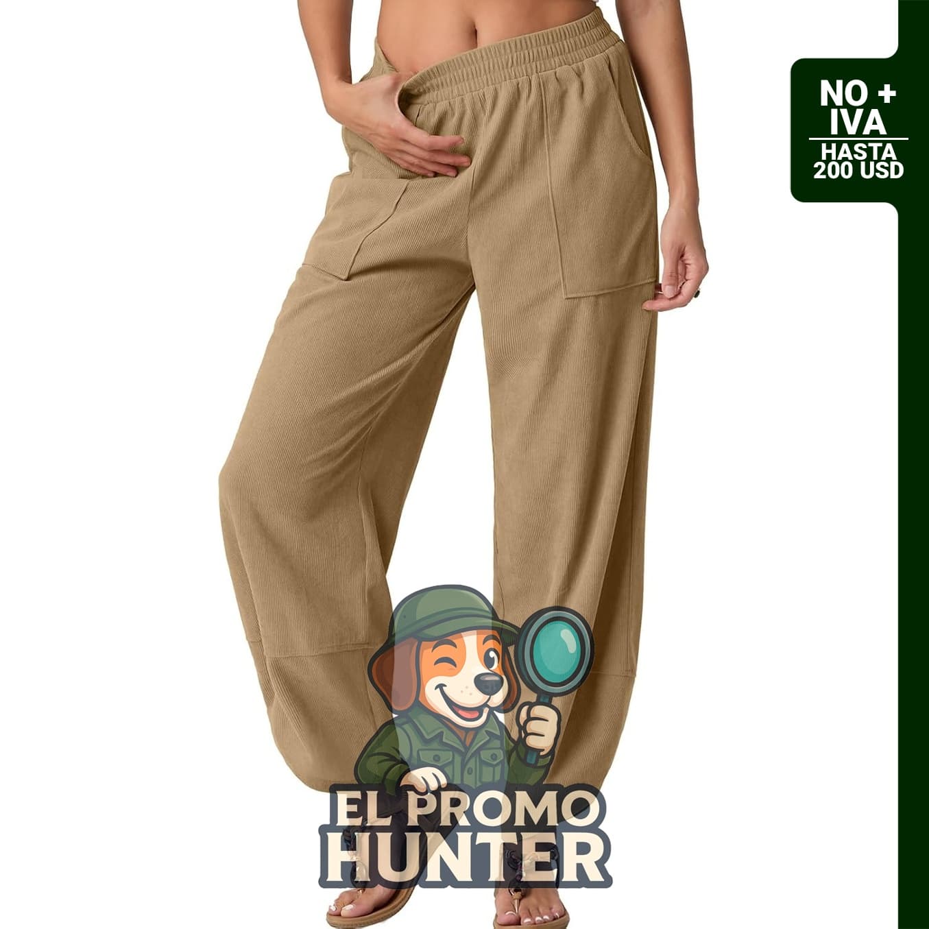 FREEOAK Pantalones tipo harén de pierna ancha para mujer, con cintura elástica y bolsillos.
