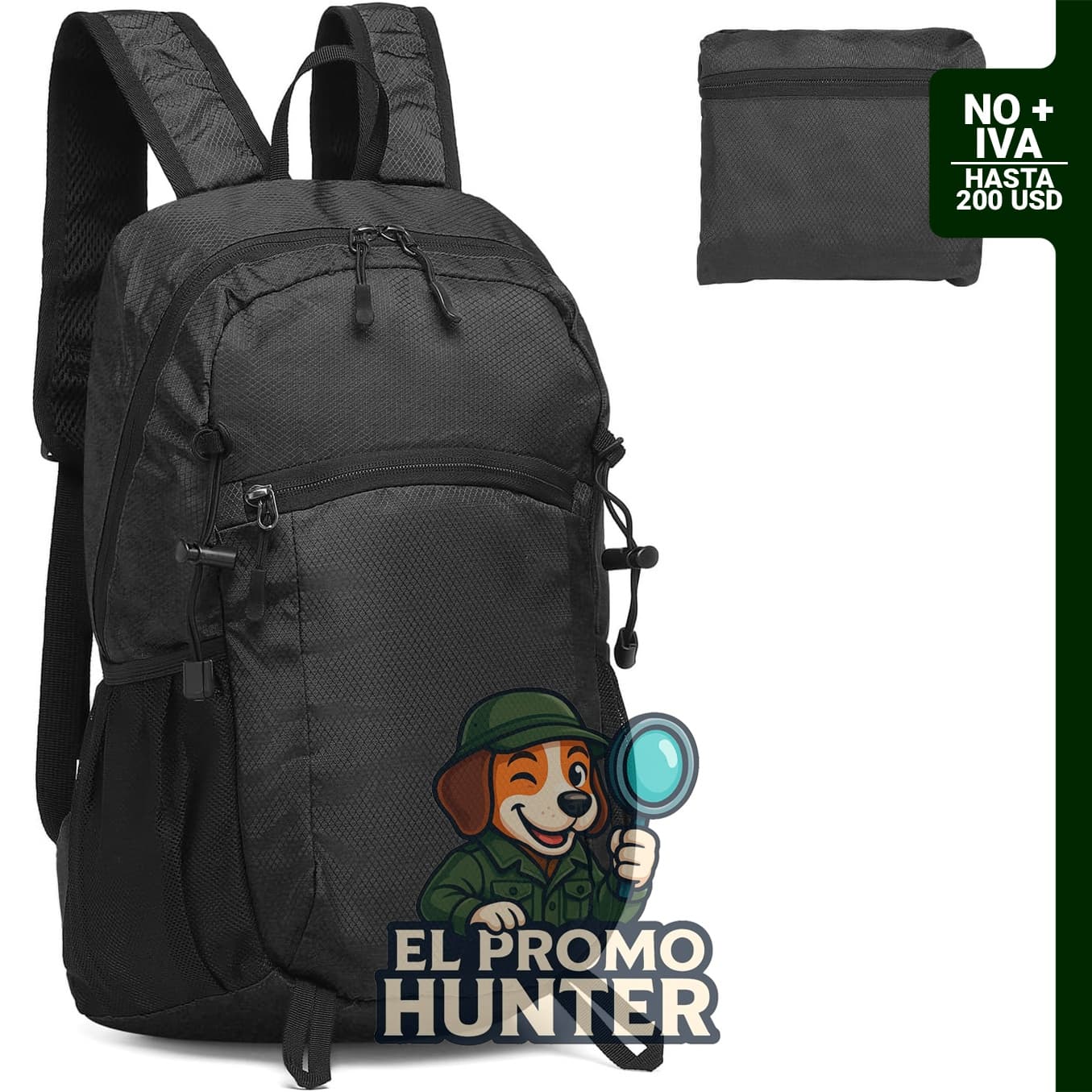 Mochila plegable ligera para senderismo, resistente al agua, con correas transpirables.