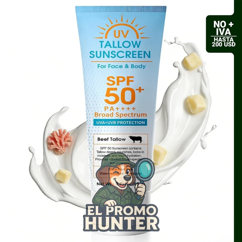 Protector solar SPF 50, loción mineral con óxido de zinc no nano, resistente al agua y seguro para arrecifes.