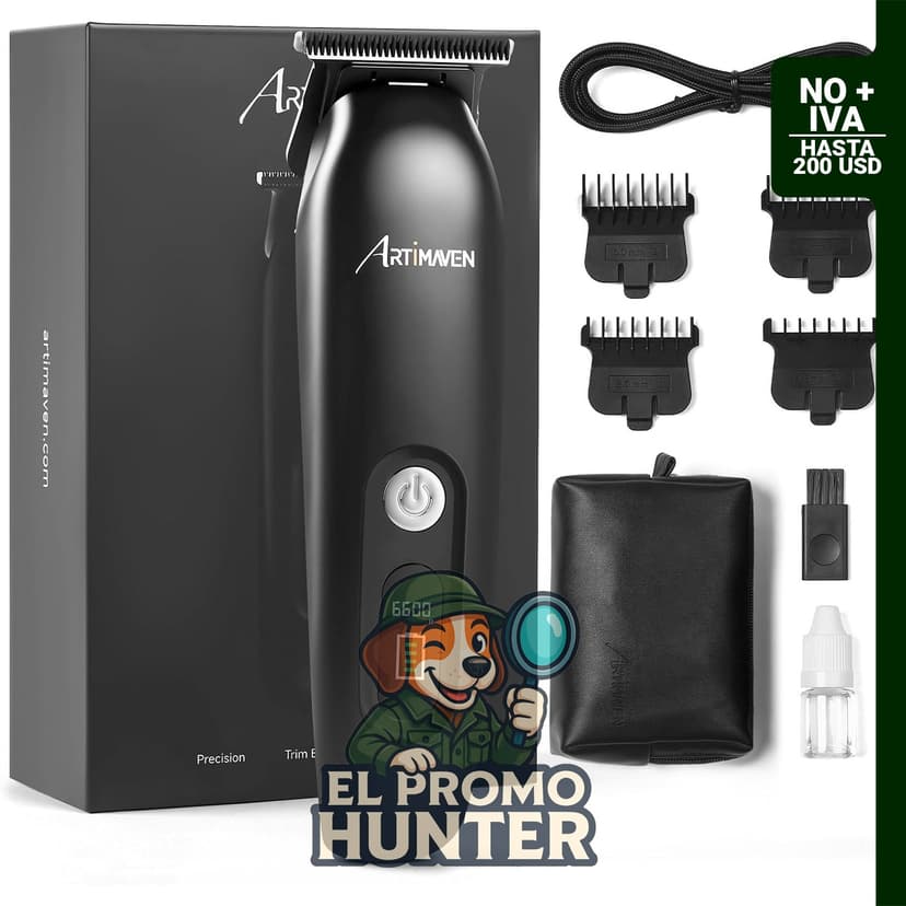 Cortadora de barba Artimaven, kit inalámbrico recargable por USB-C con hoja de precisión DLC y 150 minutos de funcionamiento.