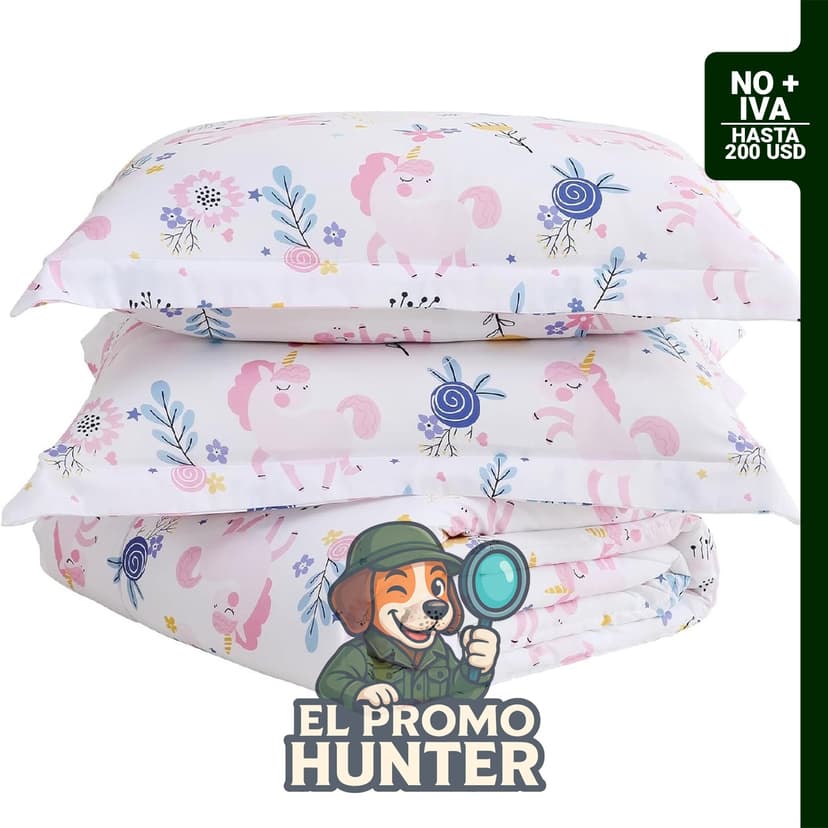 Yibeizi juego de edredón de unicornio rosa para niñas, tamaño completo, incluye funda de almohada.